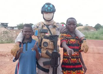 Aipda Lalu Romi H. Anggota Sat Brimobda NTB Putra NTB bertugas sebagai Pasukan Perdamaian di Afrika Tengah
